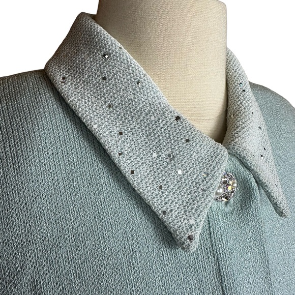 St. John Evening Santana Knit Coquette Sequin Pearl Crystal Embellished Jacket 8 - Picture 5 of 15